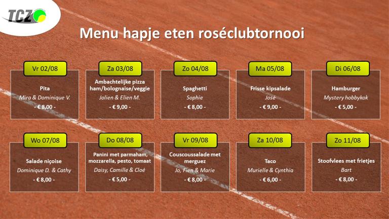 2024 Roseclubtornooi Menu Hapje Eten